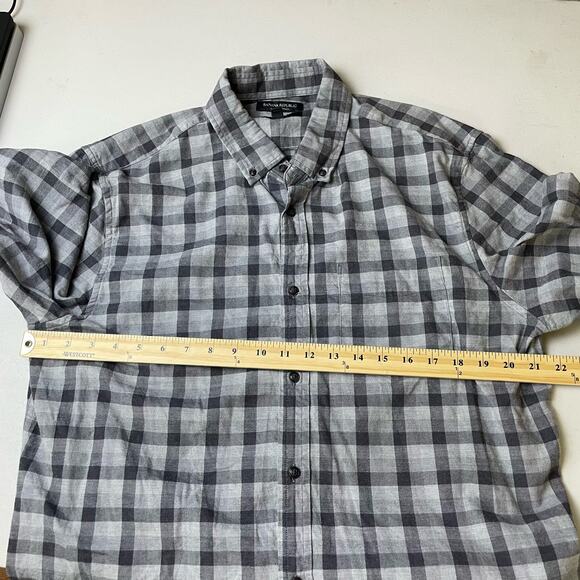 Banana Republic Slim Fit Luxe Flannel Button Up Shirt Size XLarge Gray Plaid - Picture 5 of 7